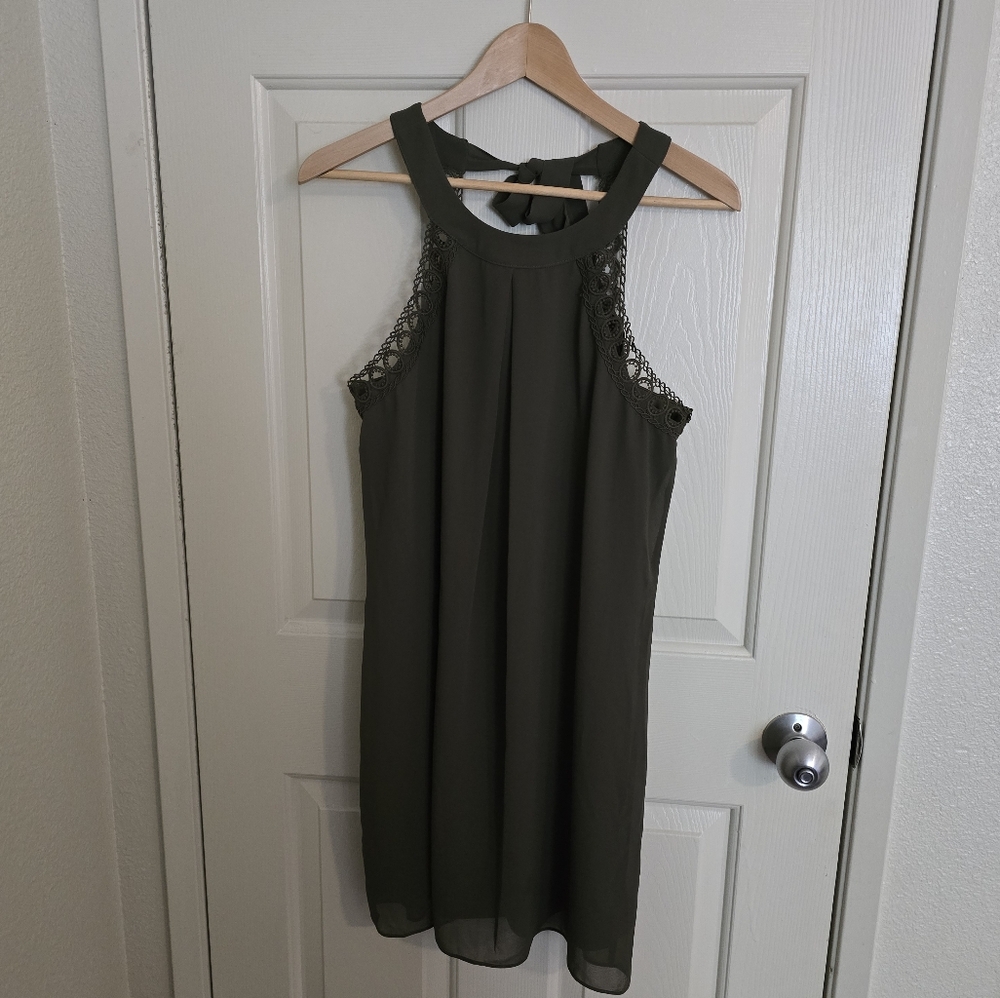 Iz Byer Green Halter Sheath Dress